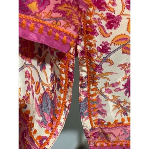 Gretchen Scott boho floral Embroidered tunic top 3/4 sleeve S - Picture 5 of 8